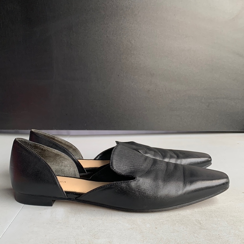 Via Spiga Allese‎ Loafers Women’s Size 9 Black Leather D’Orsay Flats Point Toe
